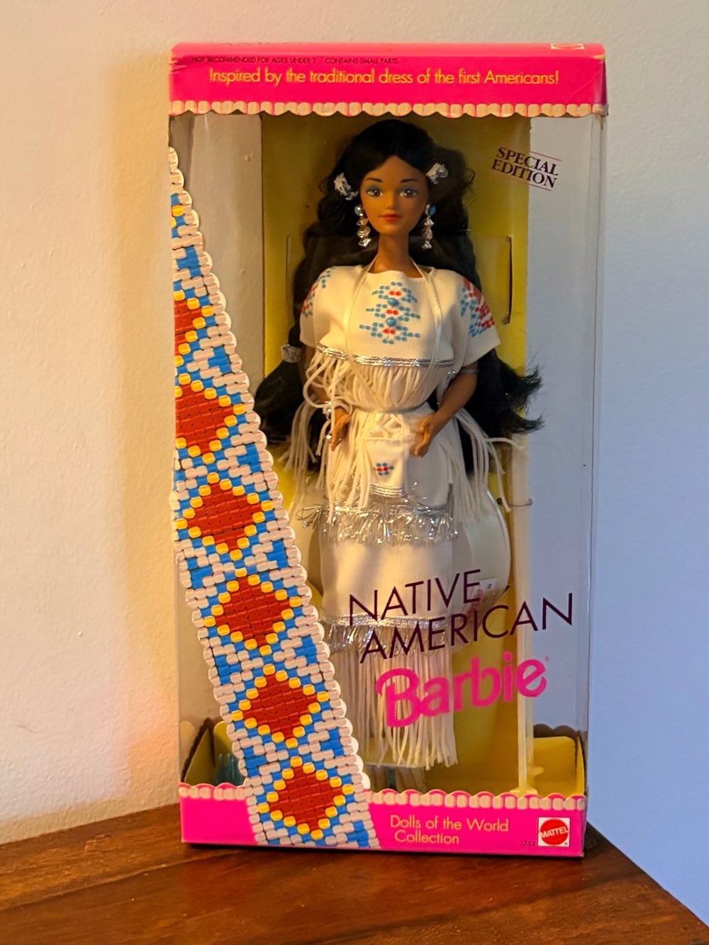 Mattel Native American Barbie - White with Blue & Red Accents
